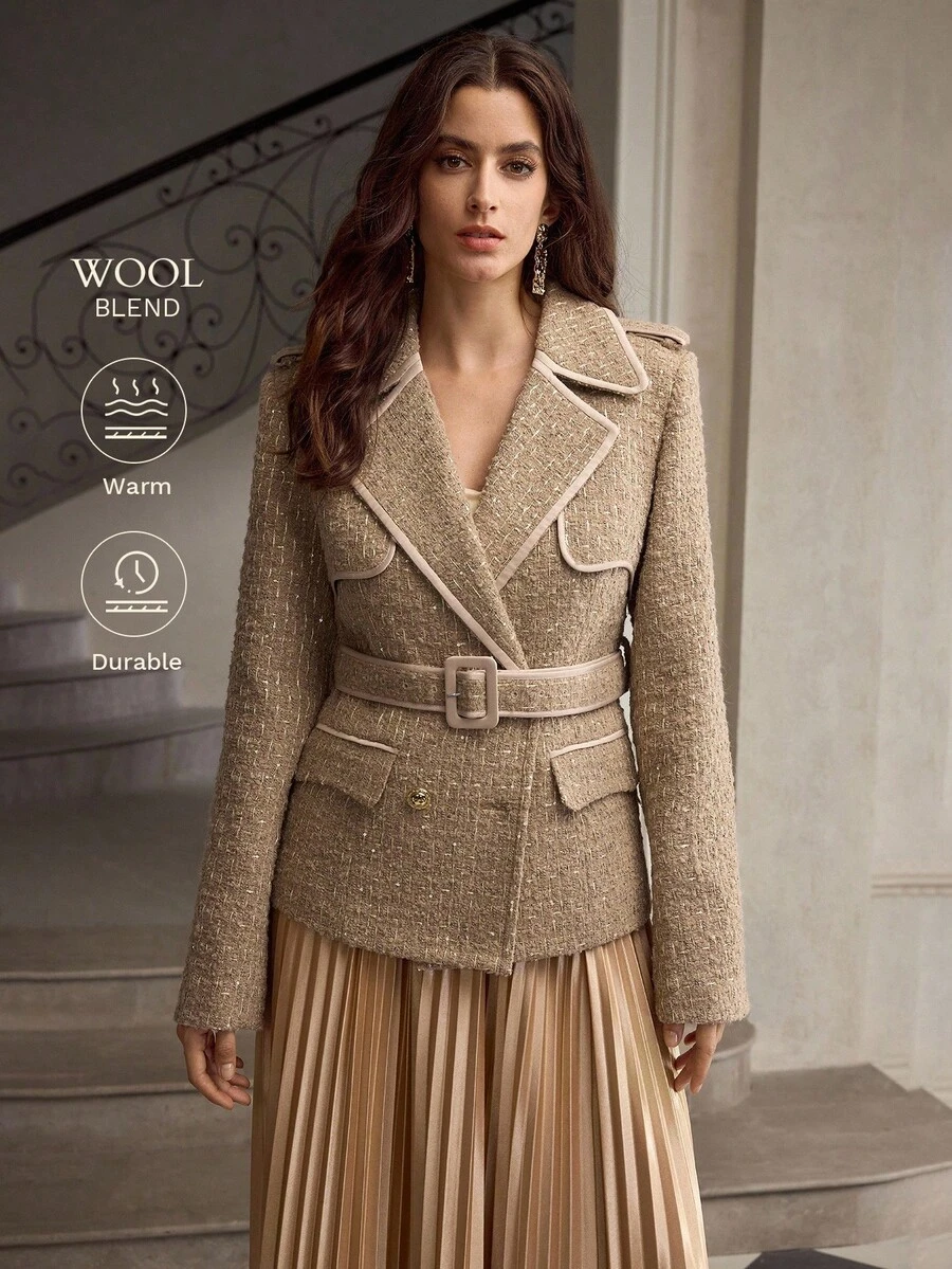 ZEYLAH Áo khoác ngoài dành cho nữ, trang phục mùa thu/đông. - Lạc đà - Xem 1