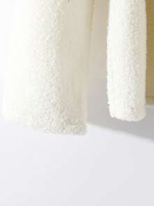 GlowEve 2pcs Teddy Fleece Jacket & Midi Skirt Set, Waist Cinched, Pockets, Commuter Friendly, Versatile, Elegant, Thick, Apricot, Autumn/Winter - White - View 5