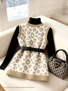 GlowEve 时尚豹纹圆领女式针织背心开衫 - 彩色 - 查看 2