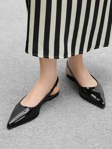 CUCCOO BIZCHIC Women's Pointed Toe Slingback Flats, Black Backless Comfortable Minimalist Casual Loafers, Versatile Work Shoes For Christmas - Black - View 4
