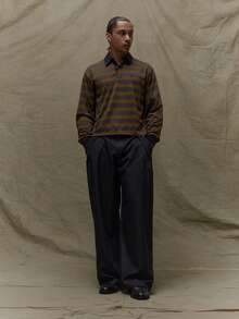 Musero Striped Oversized Long Sleeve Button Up Hidden Placket Collared Polo Shirt Top Fall SPRING SUMMER - Multicolor - View 3