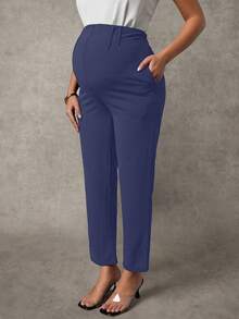 MaterniChic Pantaloni casual comodi in vita alta per gravidanza - Blu - Visualizzare 5