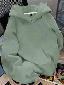 EMERY ROSE Áo nỉ nữ cỡ lớn, màu trơn, kiểu dáng thường ngày, thích hợp cho mùa Thu/Đông. - Màu xanh Ô liu - Xem 1