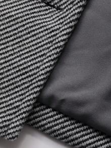 Livesso Completo casual elegante da donna per l'ufficio e il tempo libero, composto da giacca corta con stampa a quadri su tutto il capo e collo a risvolto, e pantaloni a gamba dritta, adatto per l'autunno/inverno - Cachi - Visualizzare 8