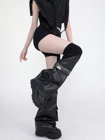 Goth 1 Paar Lederärmel für die Beine mit Tasche