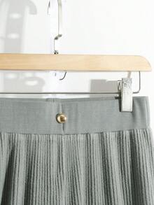 Franclia 女士时尚休闲针织阔腿裤，松紧腰带，带扣细节，适合秋冬季新年感恩节派对穿着 - 灰色 - 查看 6