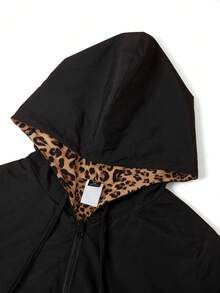 SHEIN Clasi Plus Size Women's Reversible Zip-Up Drawstring Hooded Jacket, Autumn/Winter - Multicolor - View 13