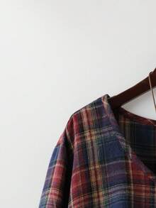 Linhara 加大码女式 V 领长袖 T 恤，适合通勤和休闲外出穿着 - 彩色 - 查看 5