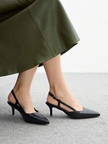 CUCCOO BIZCHIC 女式黑色尖头闪光高跟凉鞋，细高跟，派对风格，舒适百搭 - 黑色 - 查看 5