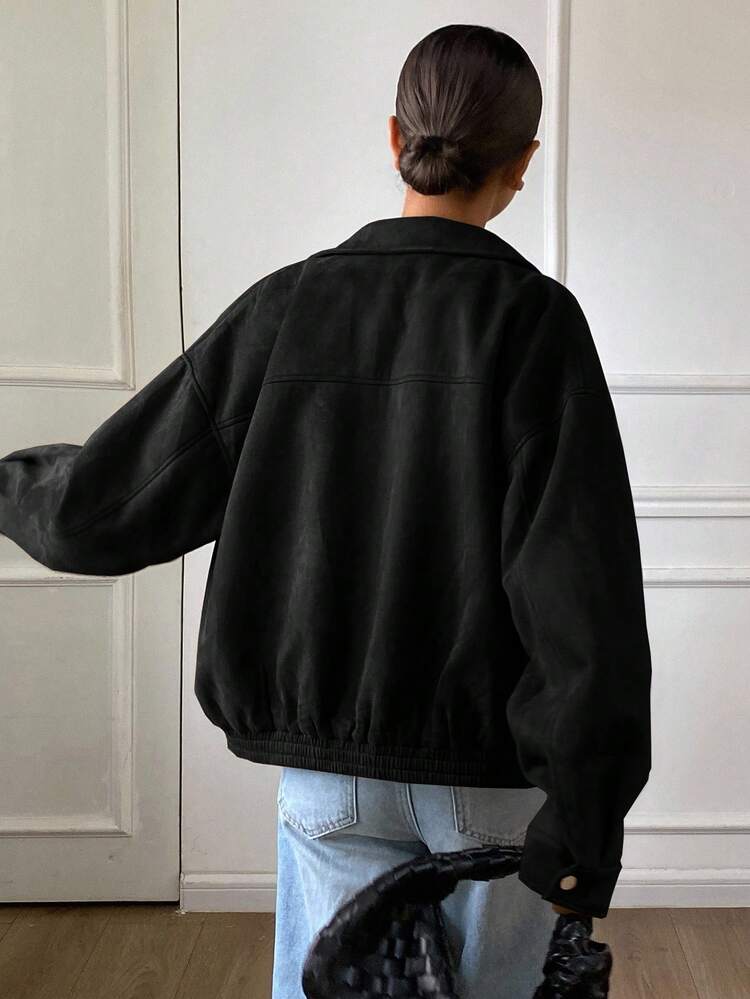 Loose Casual Brown Short Jacket Coat, Autumn/Winter