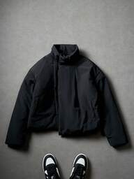 PAVTROS Herr enfärgad lös dragkedja, gatumode, lämplig för vardags- och utomhusmatchning, present till vänner, pojkvän, vinterkappa