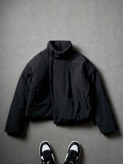 PAVTROS Men's Solid Color Loose Zip-Up Jacket, Street Fashion, Suitable For Daily And Outdoor Matching, Gift For Friends, Boyfriend, Winter Coat