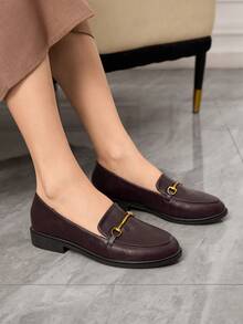 CUCCOO BIZCHIC 女士软底乐福鞋，英伦风格皮鞋，百搭优雅平底鞋 - 咖啡棕 - 查看 4