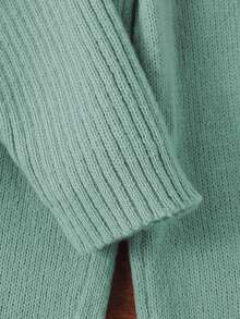 SHEIN Setelan Sweater dan Celana Rajut Warna Polos Hijau Muda Kasual Musim Gugur untuk Anak Perempuan Remaja, Pakaian Rajut Lengan Panjang Musim Dingin untuk Anak Perempuan, Setelan Dua Potong - Cadet Blue - View 5
