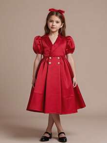 Glamorique Kids Young Girls Dresses Christmas Dress - Red - View 1