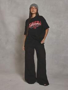 MUSERA Grafisches Oversized T-Shirt, Cool Girl, Streetstyle, Alltag, Herbst, Winter, Collegejacke, 1997 Herbst