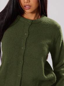 MUSERA Áo khoác cardigan dáng rộng cài nút, phong cách mùa xuân Y2K 90s, thường ngày, dễ thương, rộng thùng thình, thích hợp đi sân bay, đi học, mùa đông, đi làm, văn phòng, dự tiệc tối, thanh lịch. - xanh quân đội - Xem 4