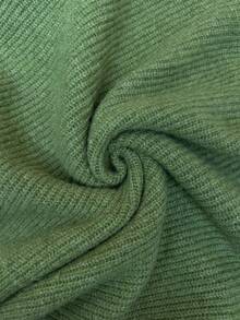 SHEIN Unity New Autumn/Winter Italian Style Green Turtleneck Ribbed Commuter Slim Fit Loose Women Sweater - Green - View 8