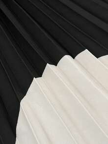 Maweii Elegancka, swobodna, plisowana sukienka maxi dla kobiet w dużych rozmiarach, z dekoltem w serek i długim rękawem, z nadrukiem, jesień/zima