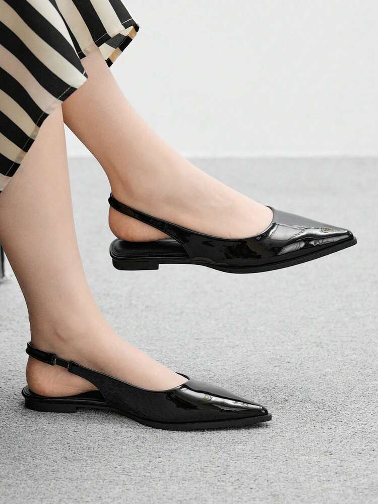 CUCCOO BIZCHIC Bailarinas de punta con tira trasera para mujer, mocasines negros sin talón cómodos y minimalistas, zapatos versátiles para el trabajo