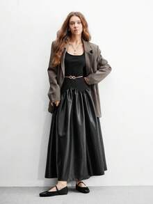 CUCCOO BIZCHIC 女士优雅玛丽珍平底鞋，带扣带，方头，米色和金色 - 黑色 - 查看 10