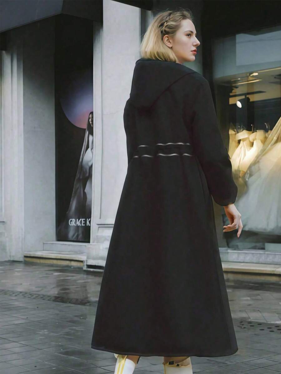 SHEIN 女士防水雨衣加厚多功能适用于骑行旅行登山户外活动高品质雨披 - 黑色 - 查看 1