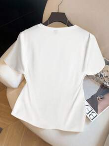 GlowEve CURVE Plus Size Women Summer Floral Print Short Sleeve T-Shirt - White - View 2