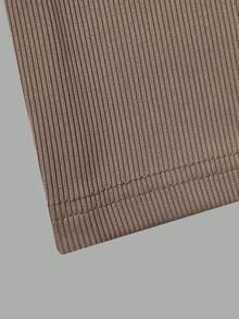 SHEIN Streecool Kids 2pcs/Set Tween Girls Oblique Shoulder Ribbed Fitted Long Sleeve Top + Straight Leg Pants Outfit