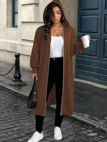 EMERY ROSE Veste à capuche décontractée de couleur unie, grande taille, convient pour l'automne/l'hiver