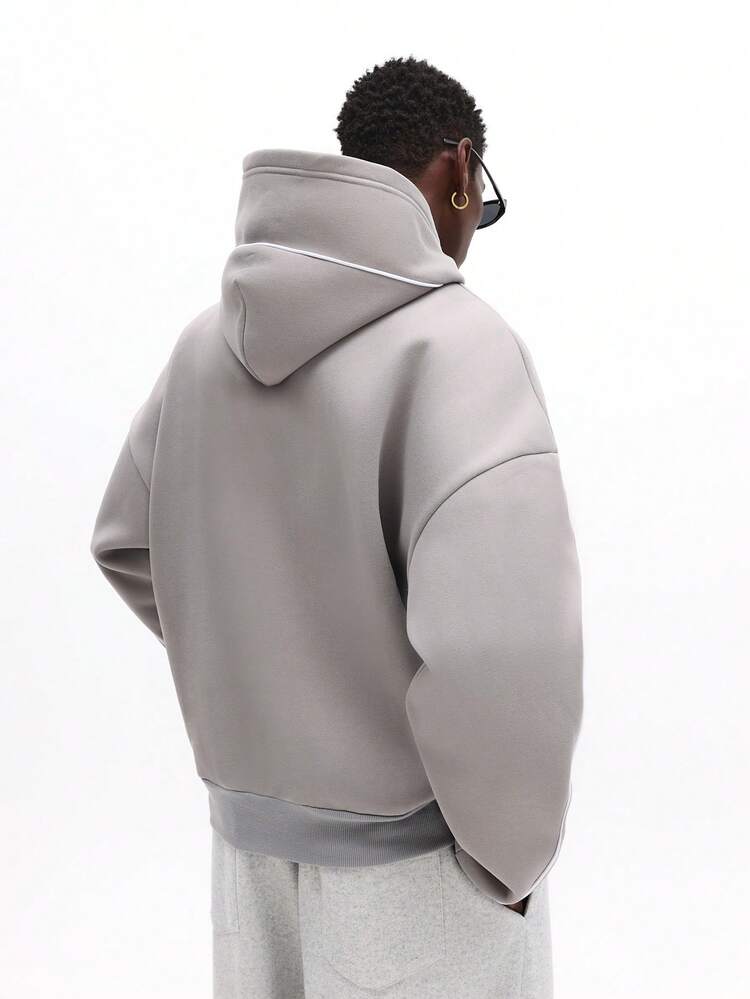 Pullover Hoodie With Contrast Piping Details