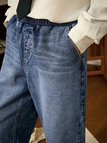 RivetRise 男士松紧腰口袋宽松休闲锥形牛仔裤 - 中等水洗藍 - 查看 7