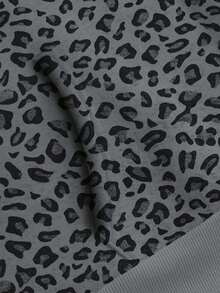 INAWLY 女式休闲豹纹长袖抽绳连帽运动衫，秋季 - 灰色 - 查看 5