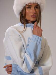 Musera Sport Musera Sport Lejek z dzianiny z nadrukiem graficznym "Aspen" Krótki sweter Padel Jesień Jesień Zima Przytulna odzież sportowa Siłownia Ćwiczenia Lounge Narty Fitness Poza trasą