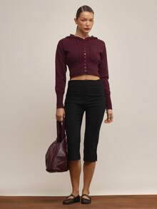 MUSERA Knit Button Through Hoodie Elegant Elegant Winter Work Cute Evening Elegant Party - Maroon - View 5