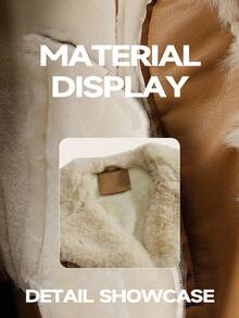 Anewsta Fashionable & Versatile Faux Rabbit Fur & Suede Composite Jacket, Autumn/Winter - Brown - View 6