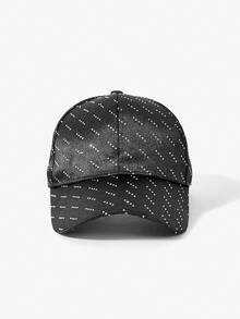 SHEIN SXY Women's Fashionable Versatile Washed Rhinestone Baseball Cap - Black - View 7