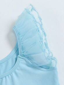 SHEIN Young Girls Ballet Mesh Sleeve Colorblock Net Tutu Ballet Dance Dress - Blue - View 6