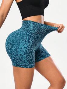 Seamluxe SHEIN Sport 女式无缝全印花高腰休闲健身运动短裤