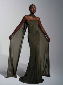 Elitara Minimalist Structuralist Handcrafted Pleated Strapless Bodycon Dress, Suitable For Evening Gowns, Business Formal, Guest Dresses, Mesh Dresses, Formal Dresses, Maxi Dresses