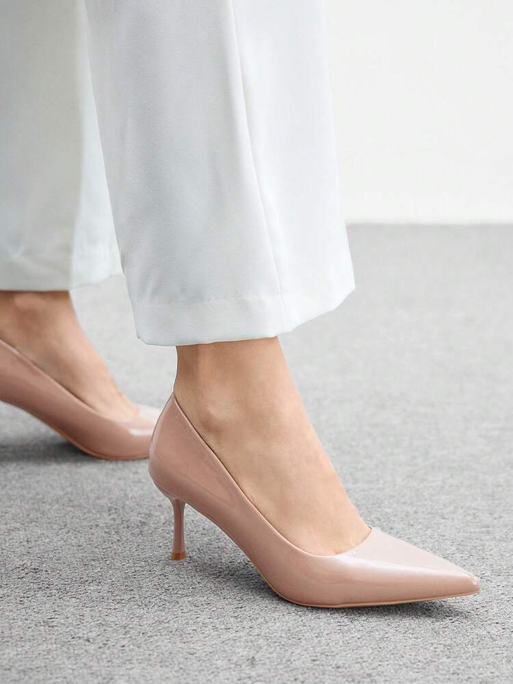 CUCCOO BIZCHIC Pointed Toe Slim High Heel Apricot Minimalist Comfortable Commute Daily Versatile Office Lady High Heel Pumps, Elegant Fashion Sexy High Heels Suitable For Work, Party, Banquet For Christmas - Apricot - View 3