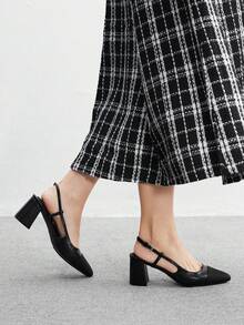 CUCCOO BIZCHIC Women's Fashionable Elegant Pointed Toe Color Block High Heels - Black - View 7