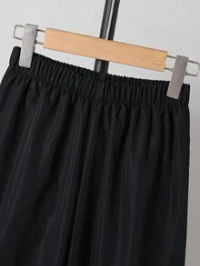 SHEIN 青少年男孩酷炫儿童休闲 3D 工装口袋织标抽绳宽松直筒裤