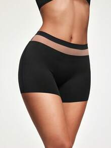 Shapelle Forme Women's Mesh Patchwork Elastic Waist Casual Boxer Briefs