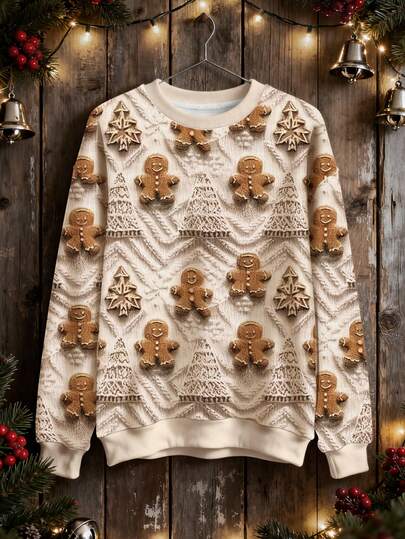 Manfinity Dauomo Felpa da uomo con stampa natalizia di Natale