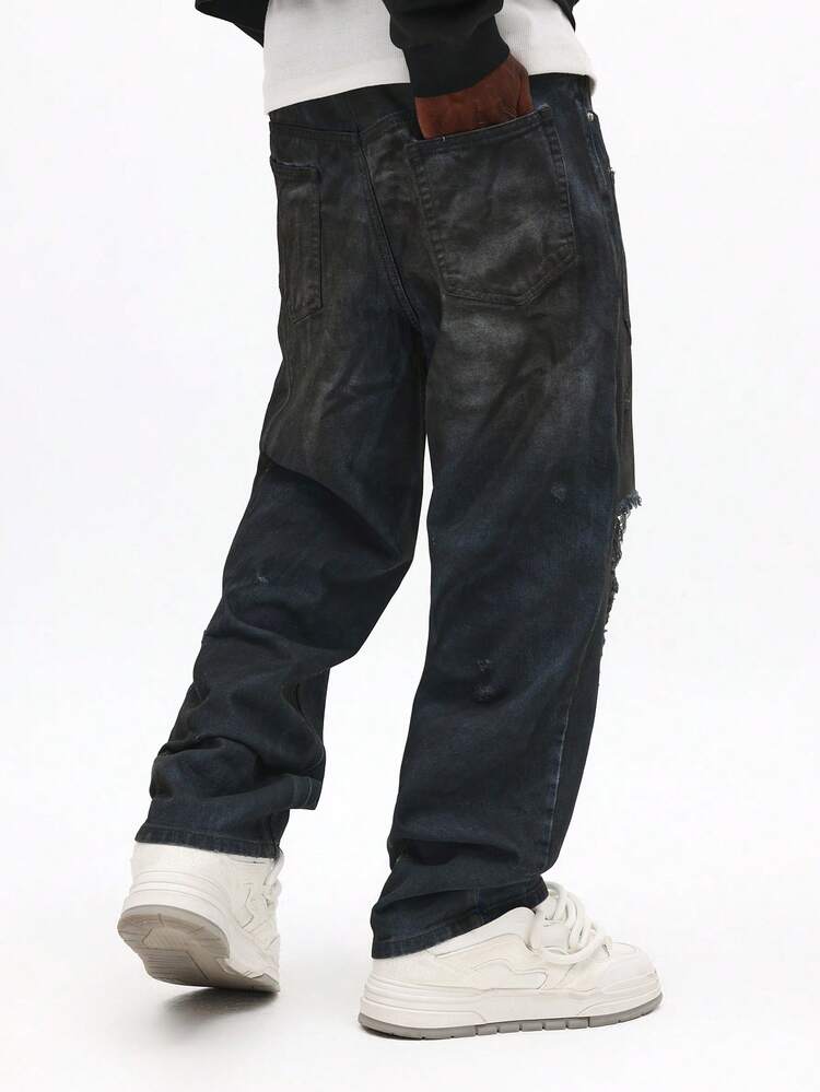 빈티지 찢어진 데님 청바지