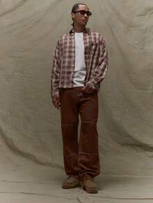 Musero Camisa de manga larga con botones y bolsillo delantero, estilo de cuadros todo sobre, detalles occidentales para otoño, primavera y verano - Multicolor - Ver 3