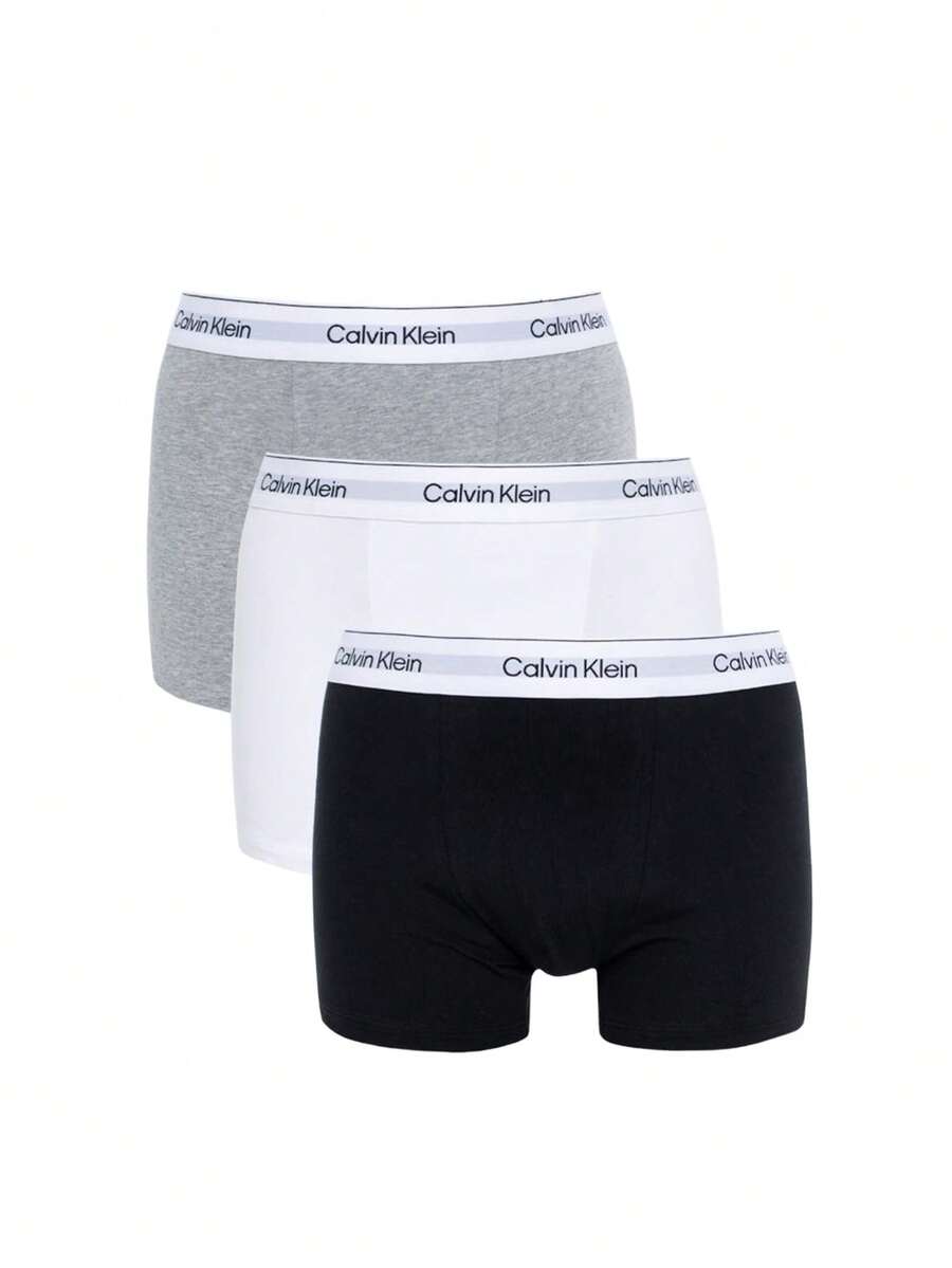 Calvin Klein 3 Pack Men's Letter Graphic Boxer Briefs - Black, White, Grey - View 1