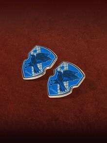 HARRY POTTER X SHEIN 1 Pair Fashion Eagle Badge Stud Earrings - Blue - View 2