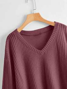 SHEIN Unity Women's Casual Solid Color Cropped T-Shirt, Versatile For Autumn - Redwood - View 4