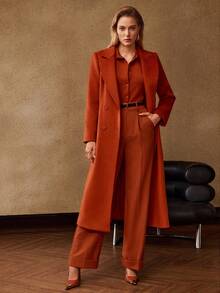 MOTF PREMIUM WOOL PEAK COLLAR DOUBLE BREASTED OVERCOAT, FALL WINTER